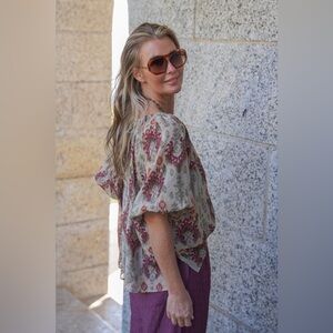 🆕 Desert Sz S Aztec Lazie Top Silk-Blend Oversized